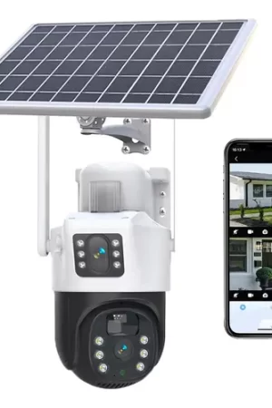 Cámara Solar 360° Exterior Wifi Inalámbrica Doble Lente 4 Mp